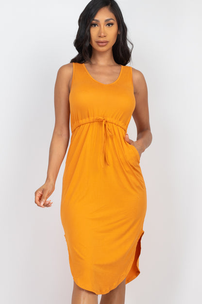 Drawstring Sleeveless Midi Dress - Wholesale Capella Apparel