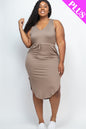 PLUS SIZE DRAWSTRING SLEEVELESS MIDI DRESS (CAPELLA) - Capella Apparel