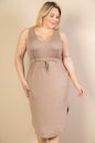 PLUS SIZE DRAWSTRING SLEEVELESS MIDI DRESS (CAPELLA) - Capella Apparel