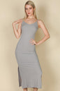 Ribbed Side Slit Long Cami Dress - Wholesale Capella Apparel