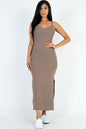 Ribbed Side Slit Long Cami Dress - Wholesale Capella Apparel