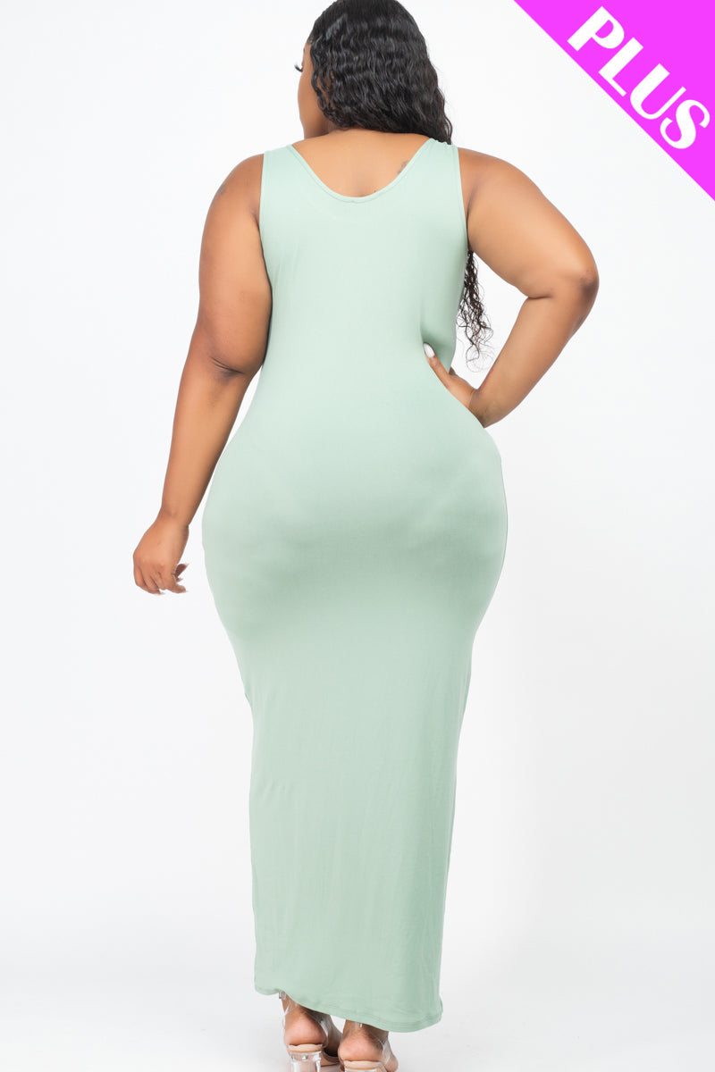 Plus Size Solid Basic Maxi Dress (CAPELLA) - Capella Apparel