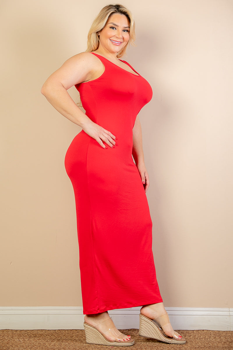 Plus Size Solid Basic Maxi Dress (CAPELLA) - Capella Apparel