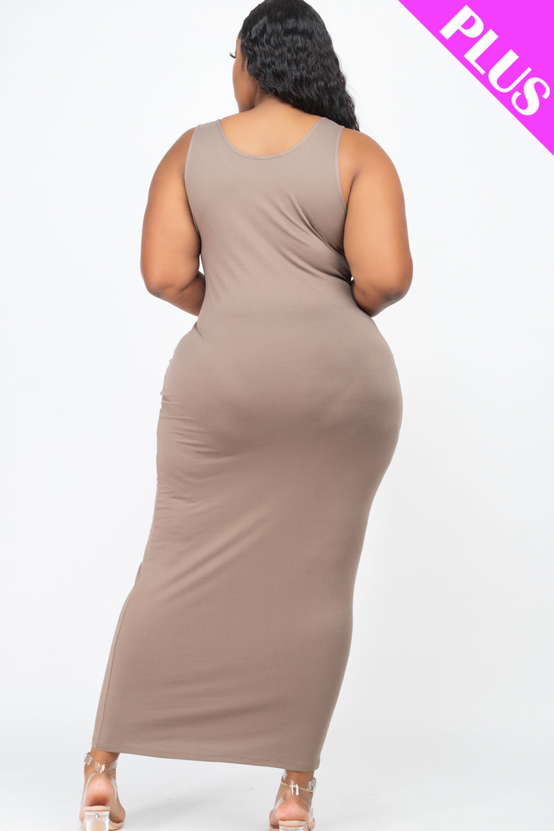 Plus Size Solid Basic Maxi Dress (CAPELLA) - Capella Apparel