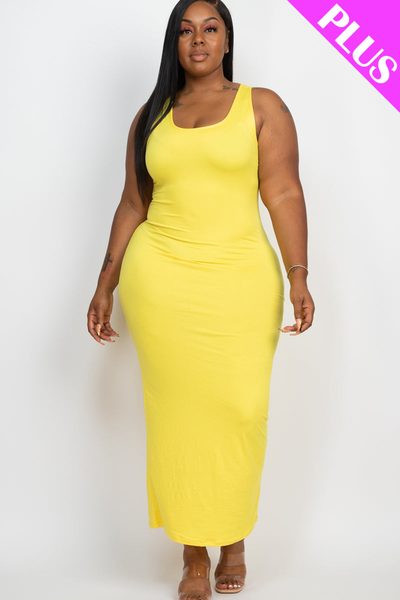 Plus Size Solid Basic Maxi Dress (CAPELLA) - Capella Apparel