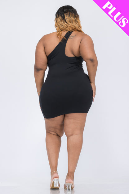 Plus Size One Shoulder Bodycon Mini Dress - Capella Apparel