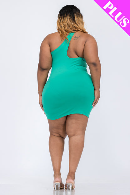 Plus Size One Shoulder Bodycon Mini Dress - Capella Apparel