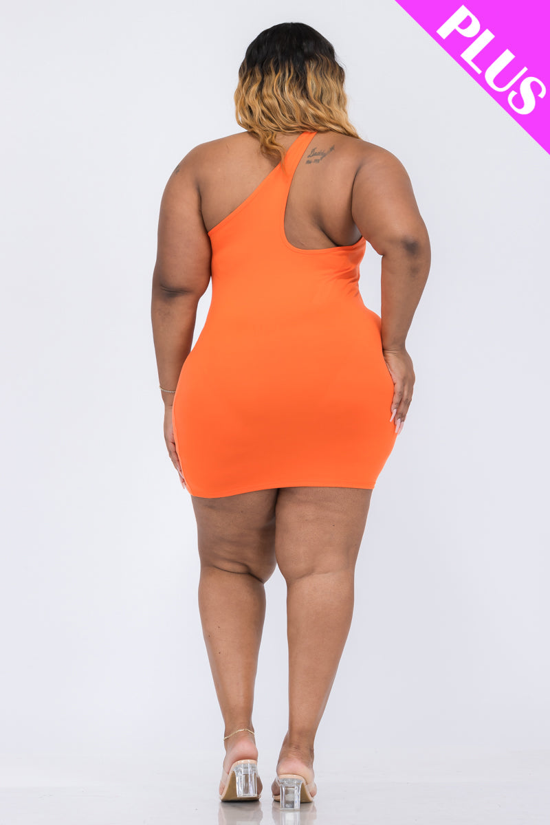 Plus Size One Shoulder Bodycon Mini Dress - Capella Apparel