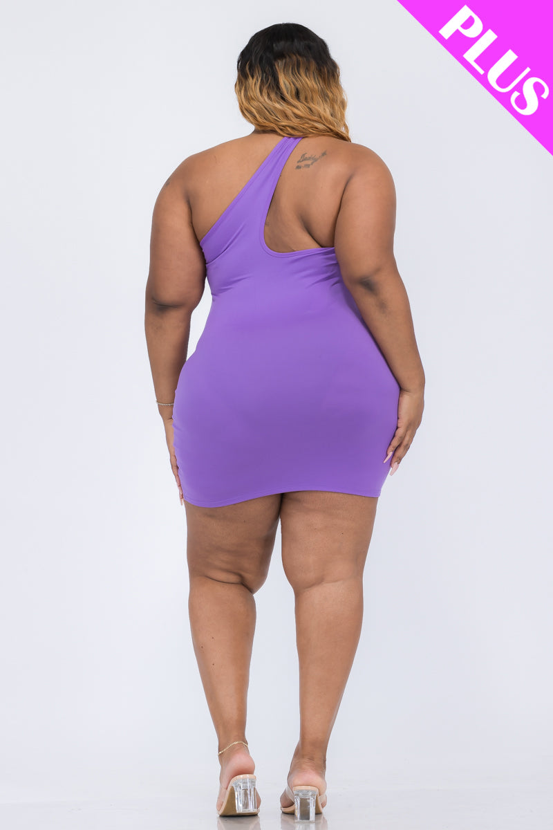 Plus Size One Shoulder Bodycon Mini Dress - Capella Apparel