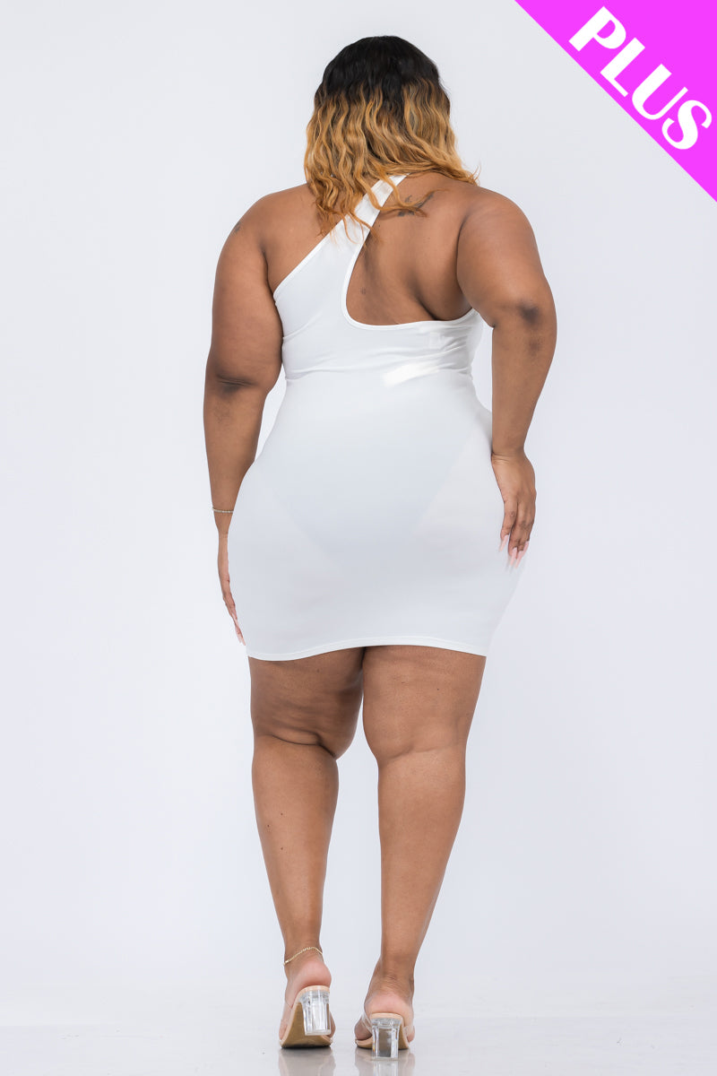 Plus Size One Shoulder Bodycon Mini Dress - Capella Apparel