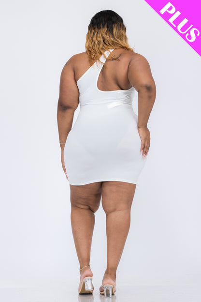 Plus Size One Shoulder Bodycon Mini Dress - Capella Apparel