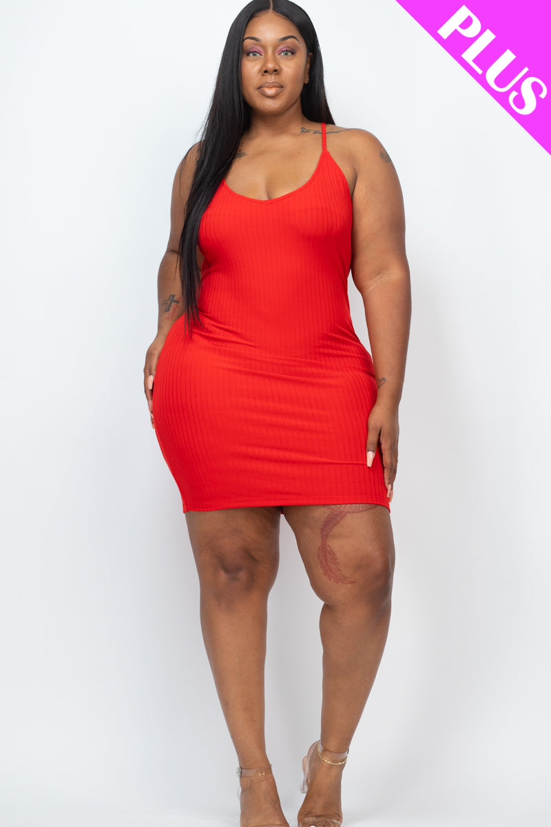 Plus Size Ribbed Cami Bodycon Mini Dress - Capella Apparel Wholesale