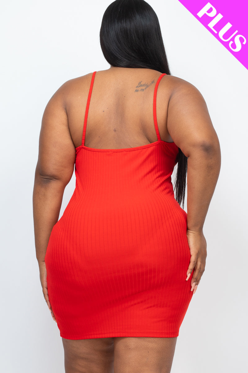 Plus Size Ribbed Cami Bodycon Mini Dress - Capella Apparel Wholesale