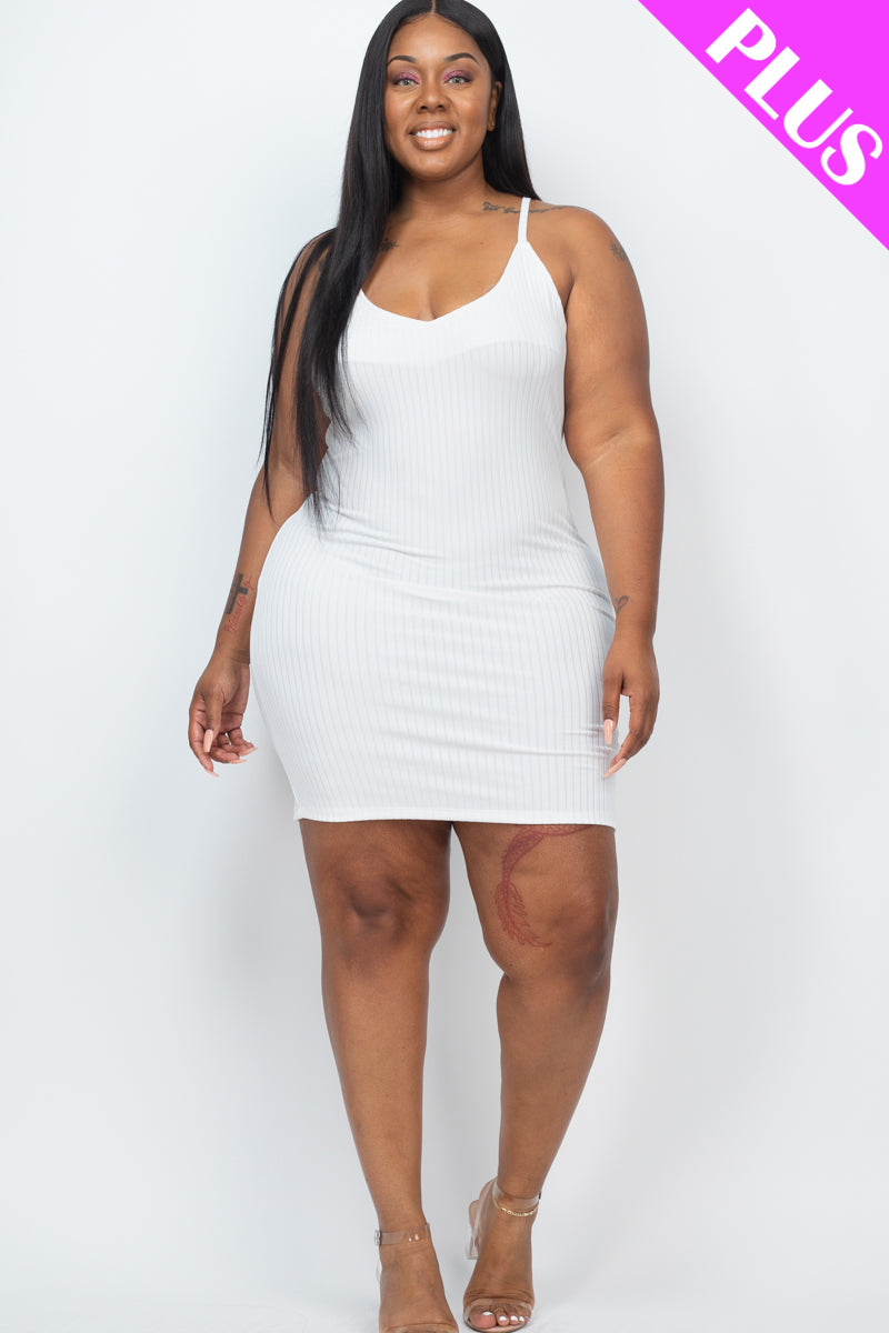 Plus Size Ribbed Cami Bodycon Mini Dress - Capella Apparel Wholesale