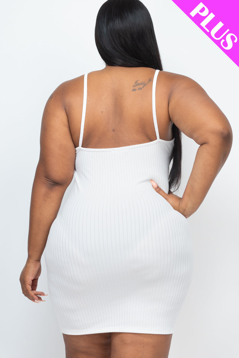 Plus Size Ribbed Cami Bodycon Mini Dress - Capella Apparel Wholesale