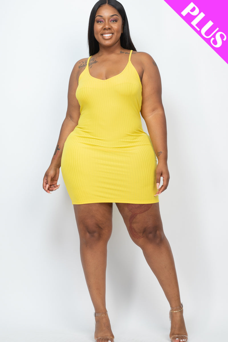 Plus Size Ribbed Cami Bodycon Mini Dress - Capella Apparel Wholesale