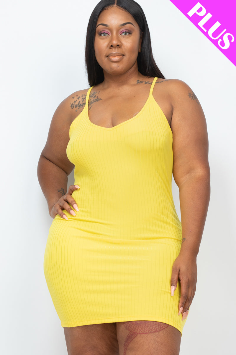 Plus Size Ribbed Cami Bodycon Mini Dress - Capella Apparel Wholesale