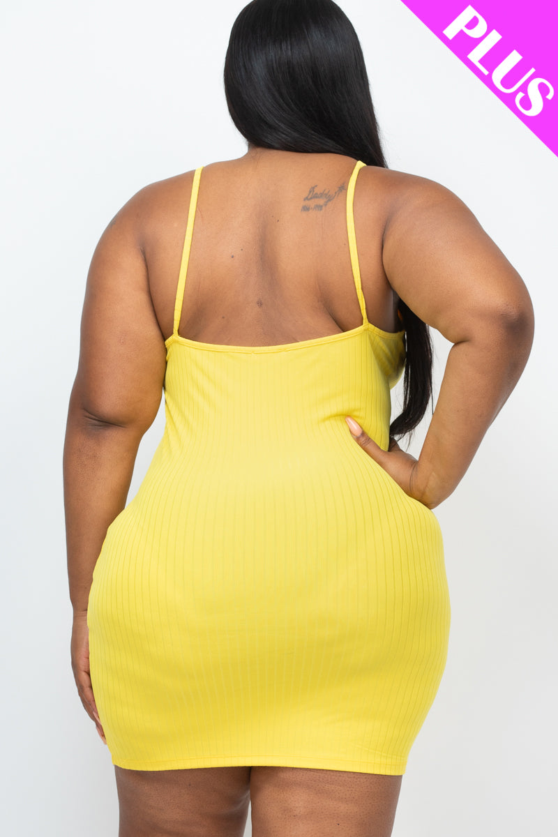 Plus Size Ribbed Cami Bodycon Mini Dress - Capella Apparel Wholesale