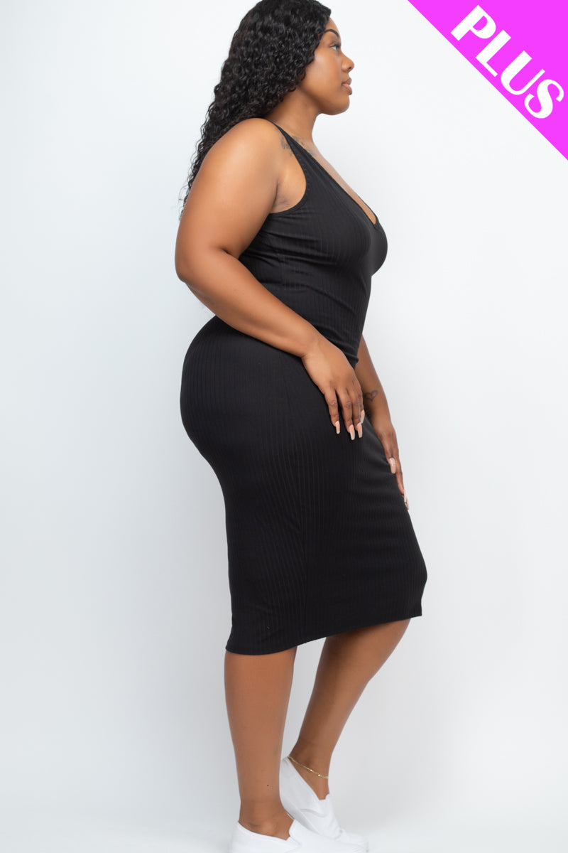 Plus Size Ribbed Sleeveless Bodycon Midi Dress - Wholesale Capella Apparel