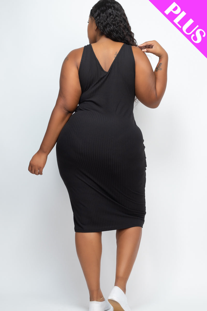 Plus Size Ribbed Sleeveless Bodycon Midi Dress - Wholesale Capella Apparel