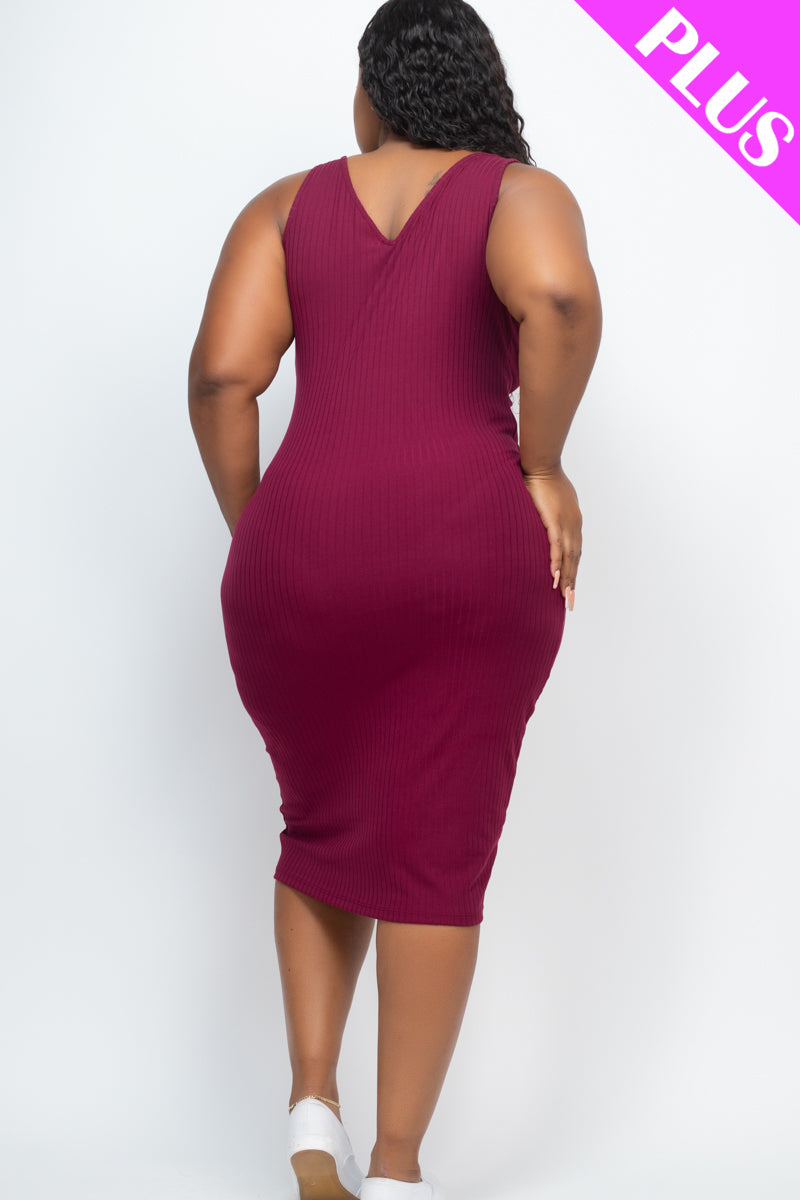 Plus Size Ribbed Sleeveless Bodycon Midi Dress - Wholesale Capella Apparel