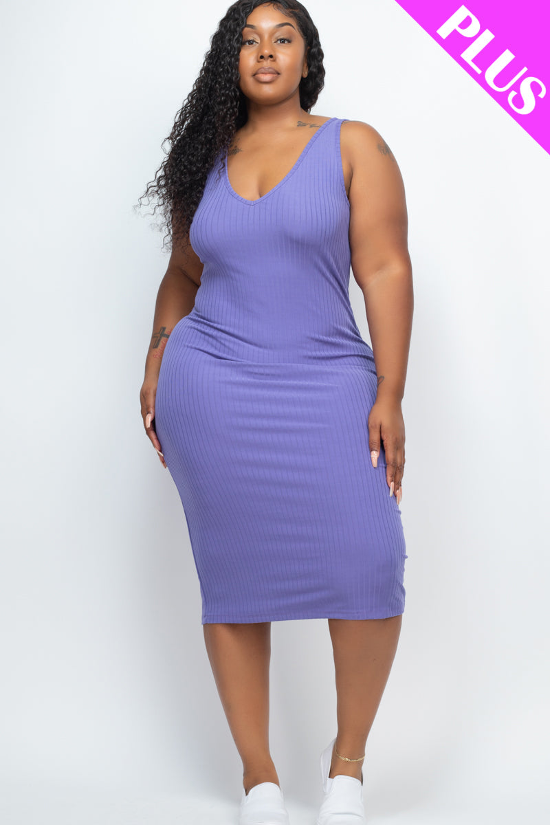 Plus Size Ribbed Sleeveless Bodycon Midi Dress - Wholesale Capella Apparel