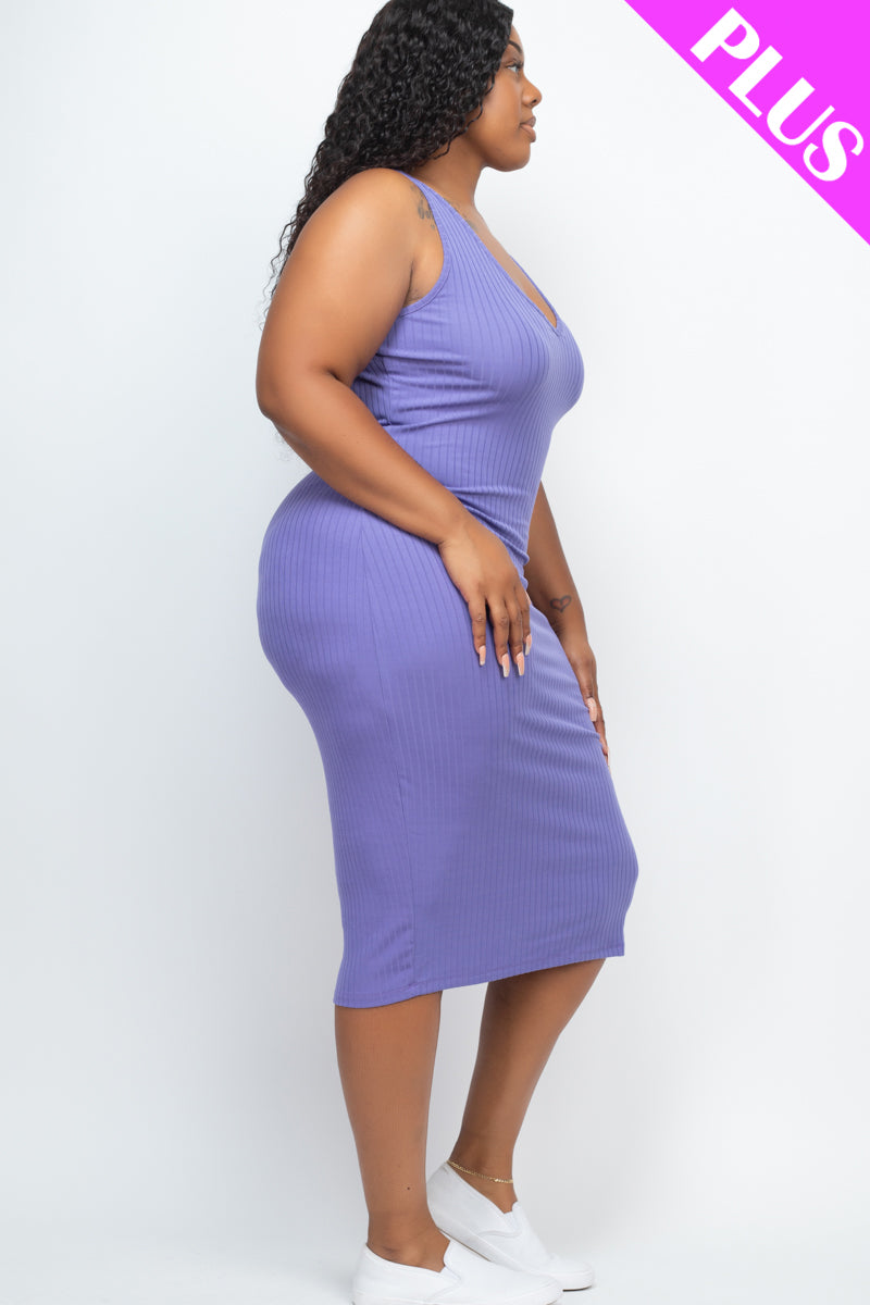 Plus Size Ribbed Sleeveless Bodycon Midi Dress - Wholesale Capella Apparel