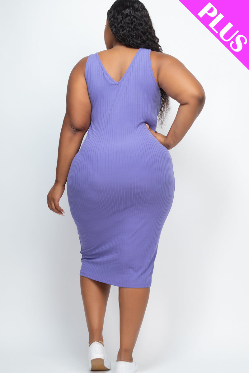 Plus Size Ribbed Sleeveless Bodycon Midi Dress - Wholesale Capella Apparel