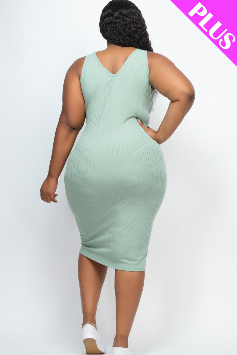 Plus Size Ribbed Sleeveless Bodycon Midi Dress - Wholesale Capella Apparel