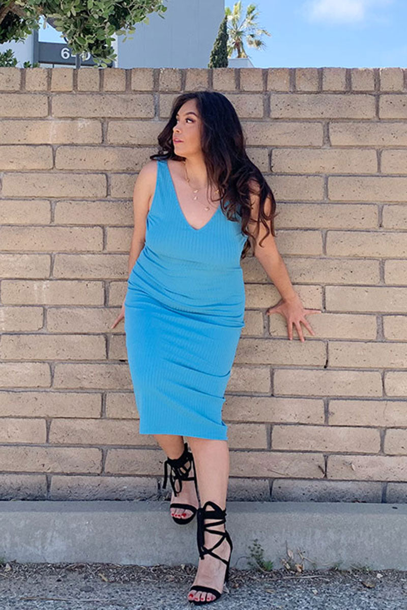 Plus Size Ribbed Sleeveless Bodycon Midi Dress - Wholesale Capella Apparel