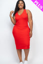 Plus Size Ribbed Sleeveless Bodycon Midi Dress - Wholesale Capella Apparel