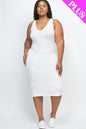 Plus Size Ribbed Sleeveless Bodycon Midi Dress - Wholesale Capella Apparel