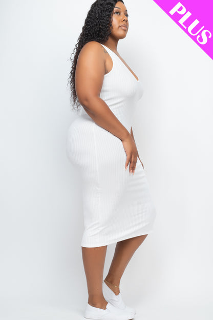 Plus Size Ribbed Sleeveless Bodycon Midi Dress - Wholesale Capella Apparel