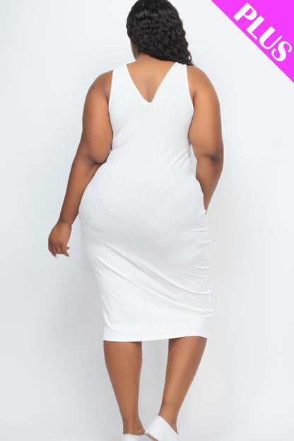 Plus Size Ribbed Sleeveless Bodycon Midi Dress - Wholesale Capella Apparel