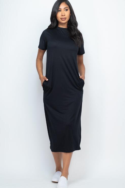 Side Pocket Tee Dress - Wholesale Capella Apparel