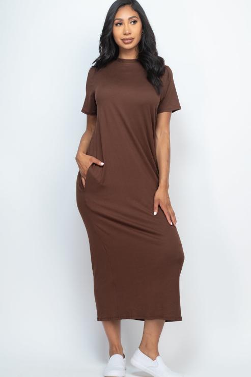 Side Pocket Tee Dress - Wholesale Capella Apparel