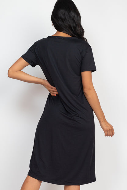 Loose Fit Short Sleeve Maxi Dress - Capella Apparel