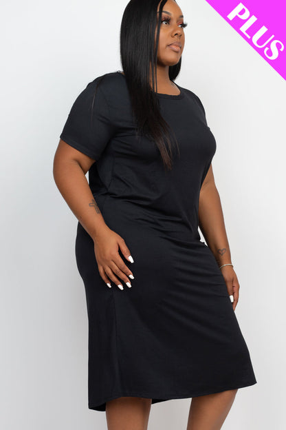 Plus Size Loose Fit Short Sleeve Dress (CAPELLA) - Capella Apparel