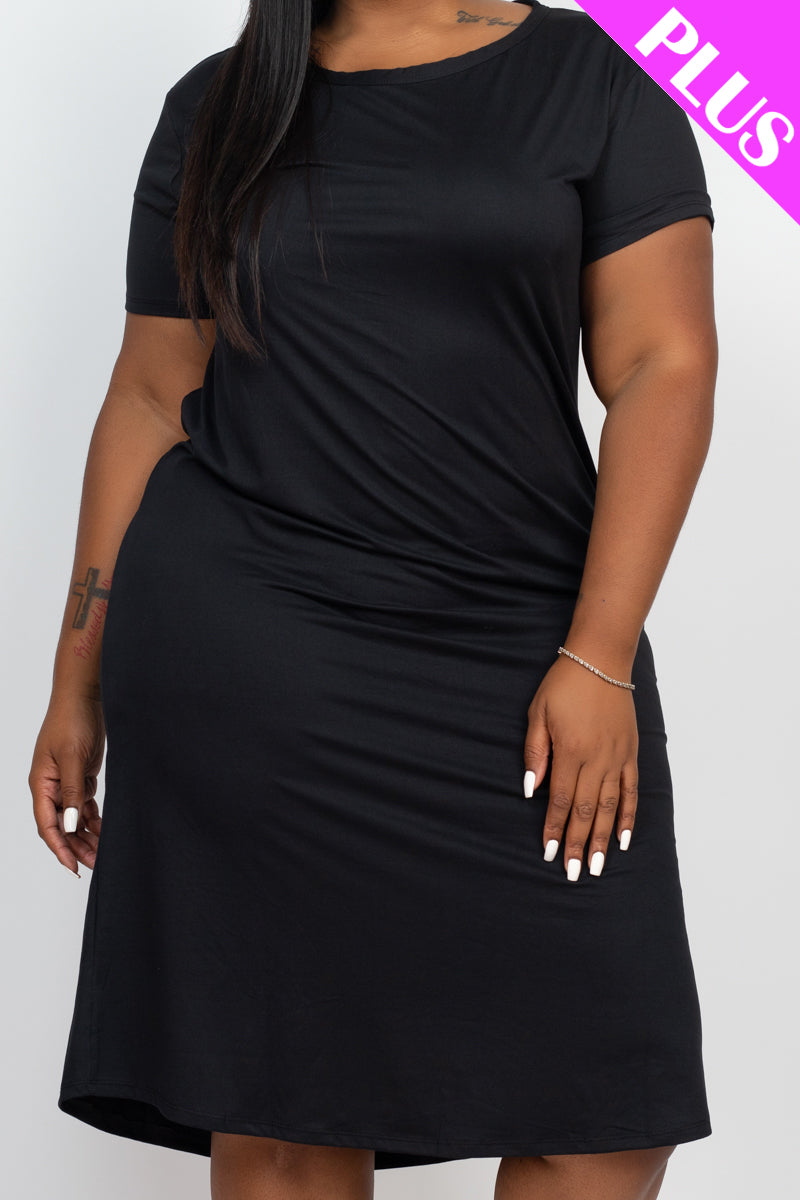 Plus Size Loose Fit Short Sleeve Dress (CAPELLA) - Capella Apparel