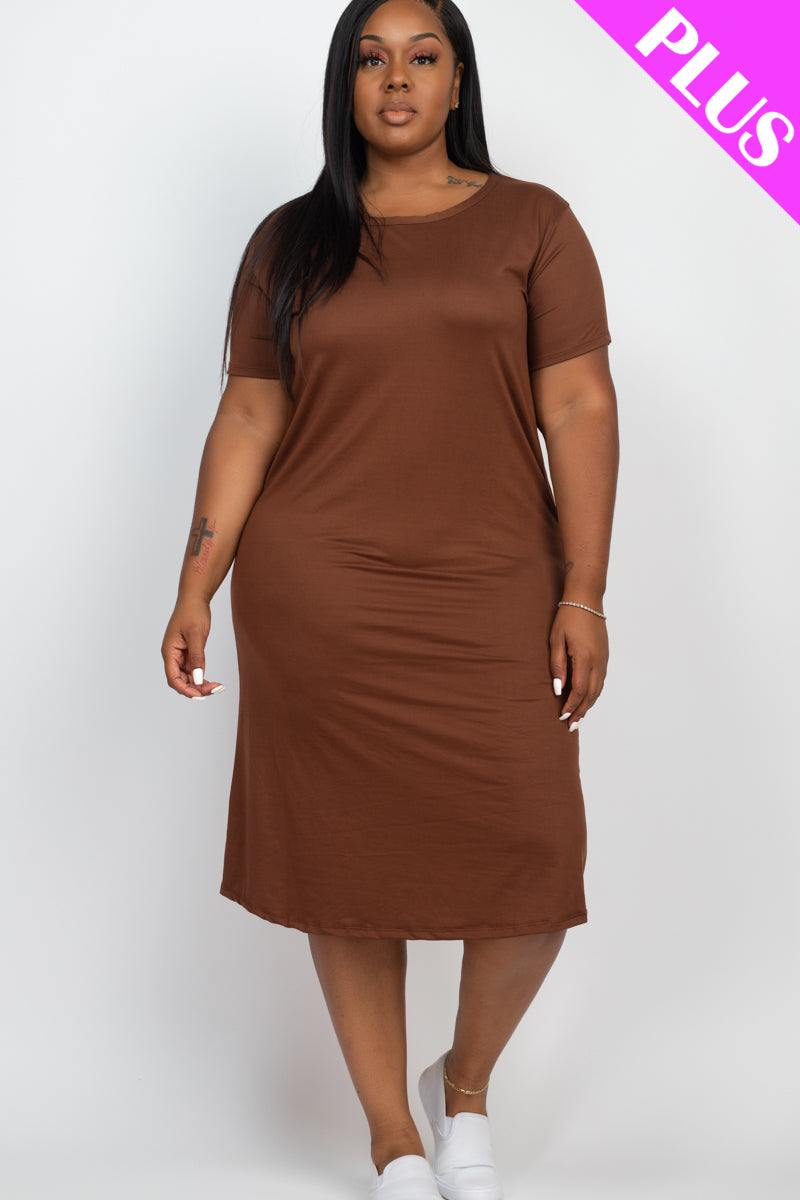 Plus Size Loose Fit Short Sleeve Dress (CAPELLA) - Capella Apparel