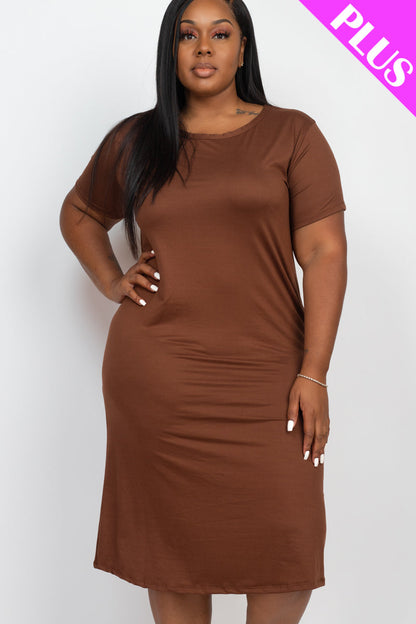 Plus Size Loose Fit Short Sleeve Dress (CAPELLA) - Capella Apparel