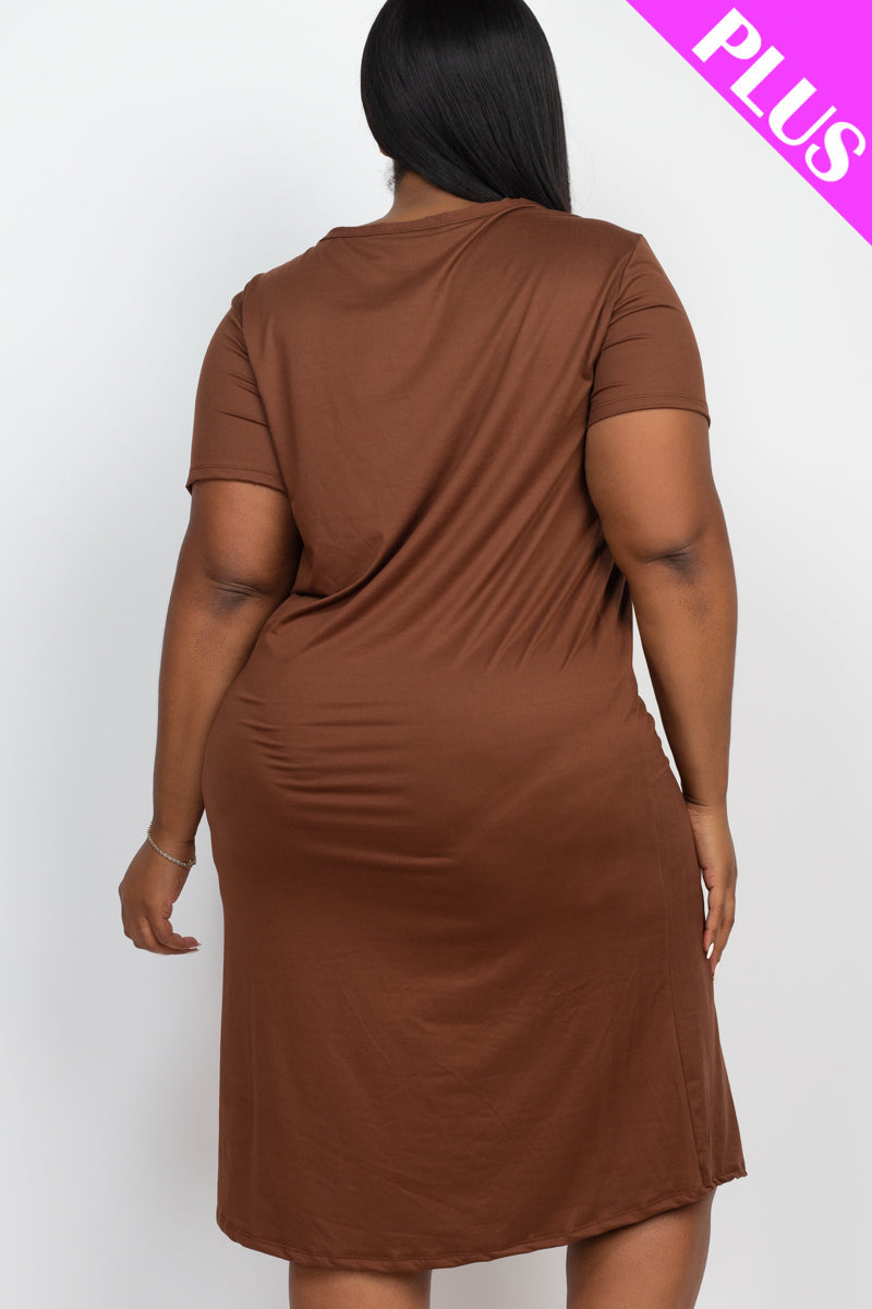 Plus Size Loose Fit Short Sleeve Dress (CAPELLA) - Capella Apparel