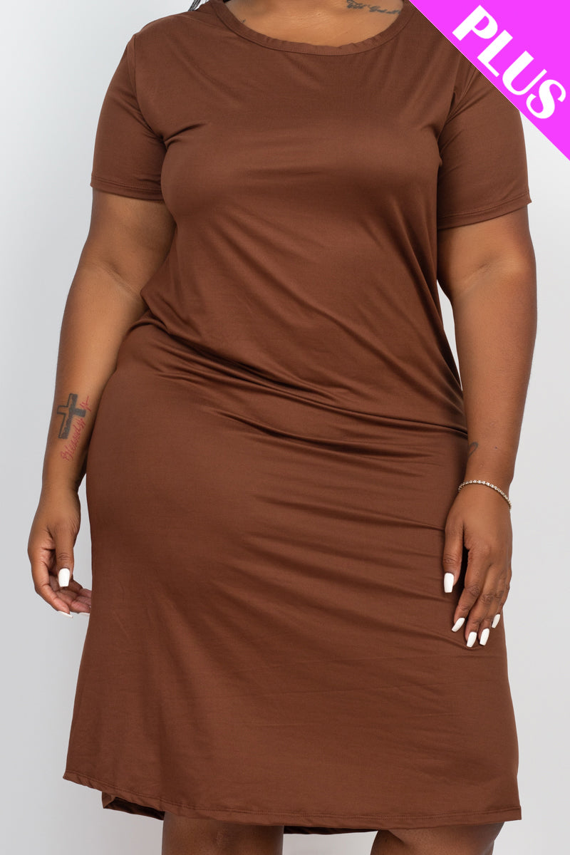 Plus Size Loose Fit Short Sleeve Dress (CAPELLA) - Capella Apparel