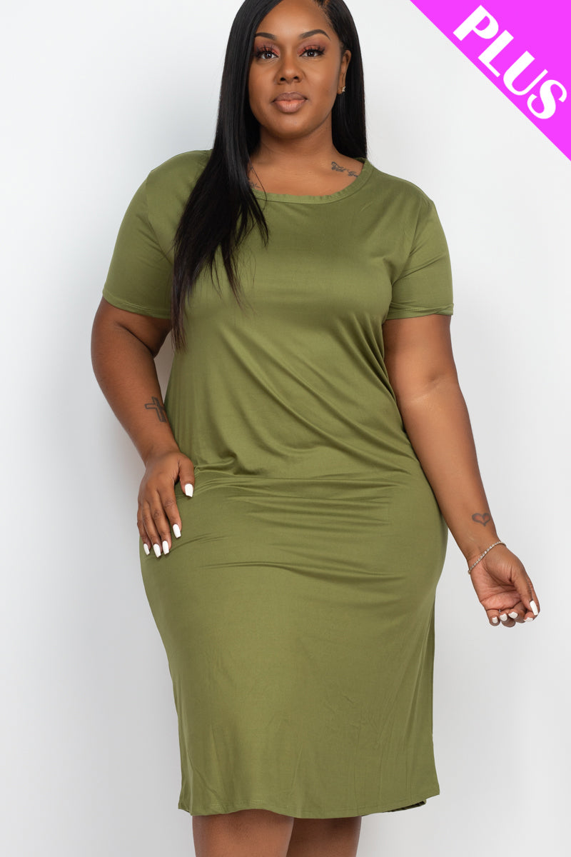 Plus Size Loose Fit Short Sleeve Maxi Dress - Capella Apparel