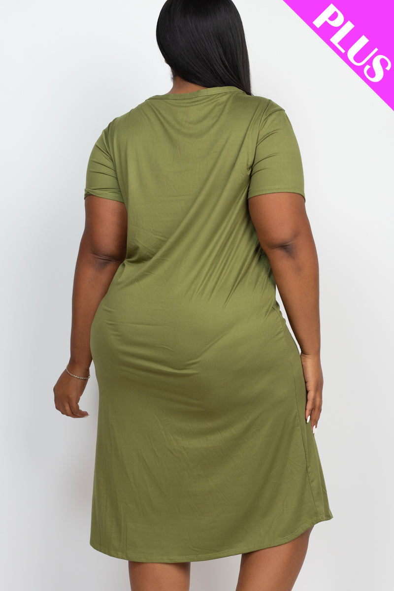 Plus Size Loose Fit Short Sleeve Dress (CAPELLA) - Capella Apparel