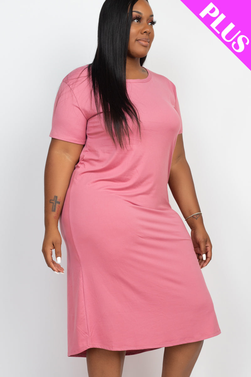 Plus Size Loose Fit Short Sleeve Maxi Dress - Capella Apparel