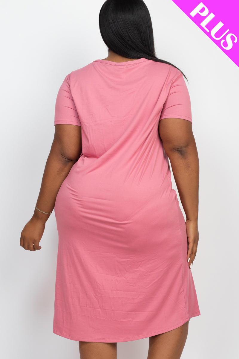 Plus Size Loose Fit Short Sleeve Dress (CAPELLA) - Capella Apparel