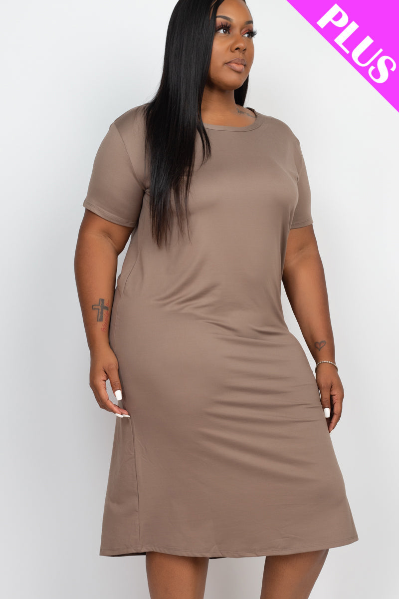 Plus Size Loose Fit Short Sleeve Dress (CAPELLA) - Capella Apparel