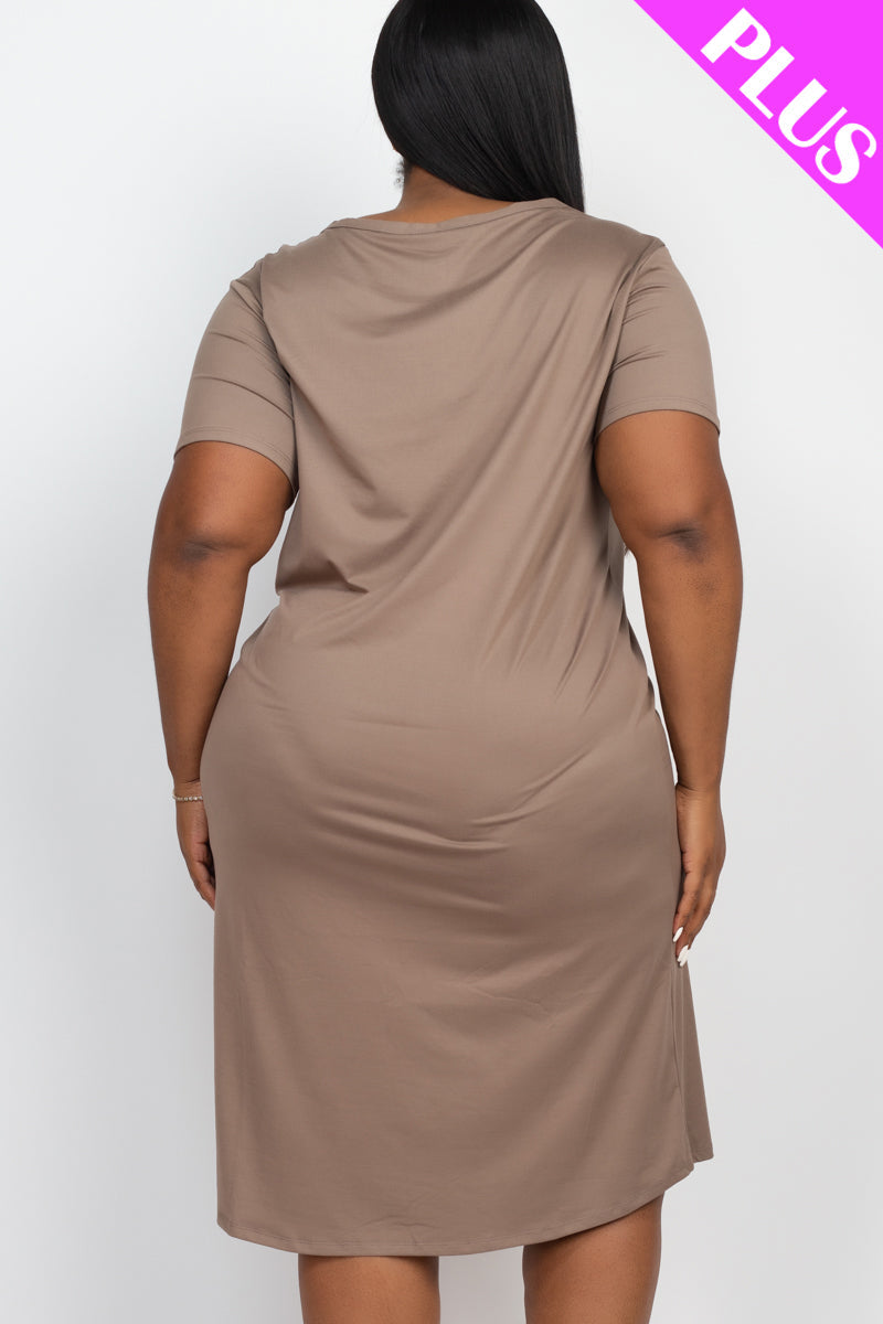 Plus Size Loose Fit Short Sleeve Dress (CAPELLA) - Capella Apparel