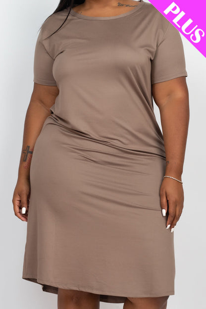 Plus Size Loose Fit Short Sleeve Dress (CAPELLA) - Capella Apparel